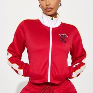 Miami Heat Women XL Red‎ Track Jacket Full Zip Cropped